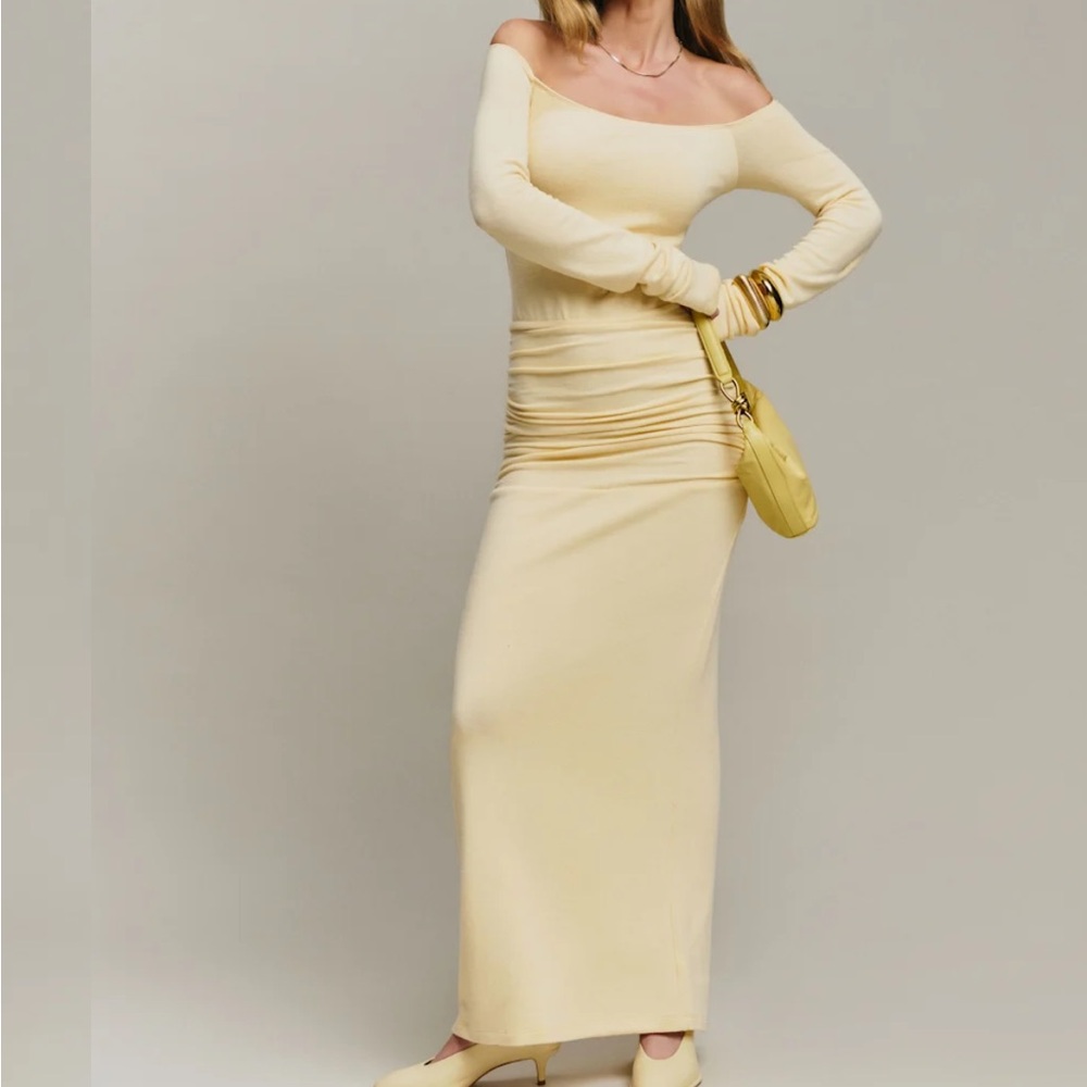 Reformation Abbott knit dress in custard